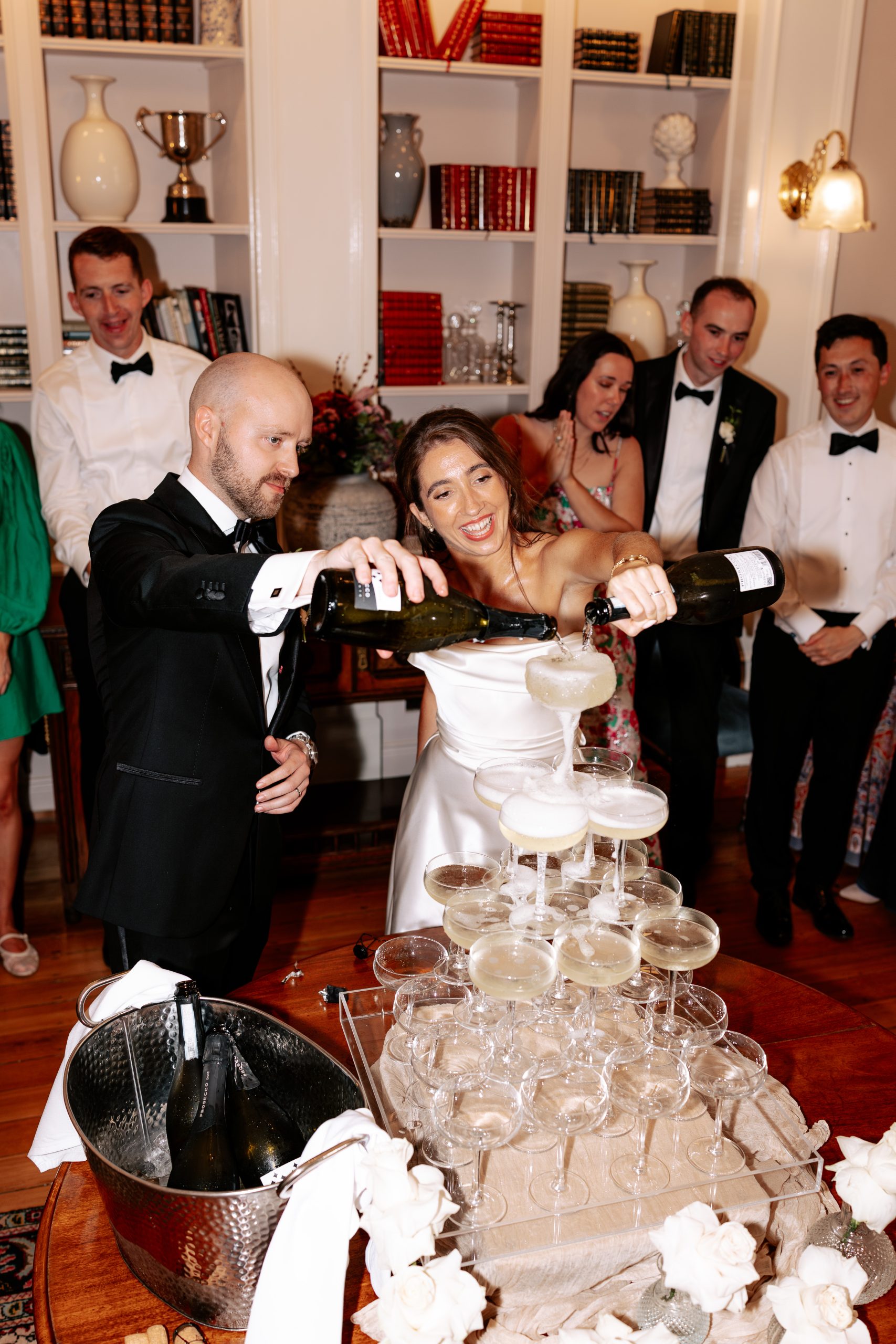 Andy & Hannah's wedding at Magheramorne Estate by Emma Kenny - Champagne Towe