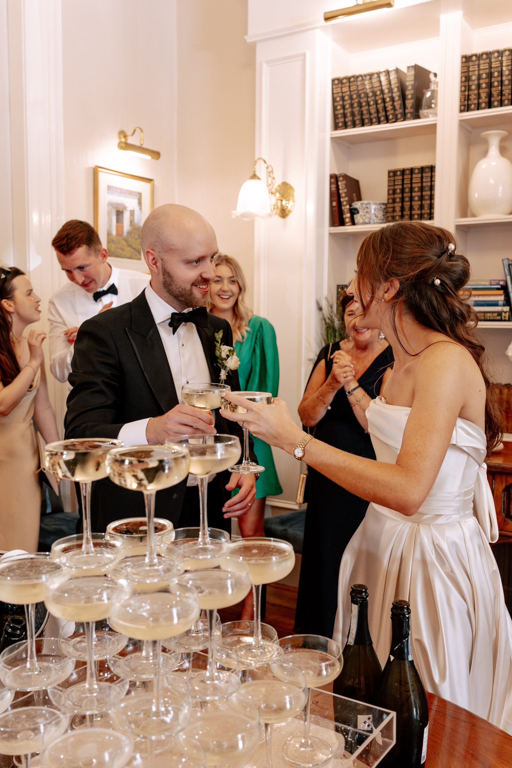 Andy & Hannah's wedding at Magheramorne Estate by Emma Kenny - Champagne Tower